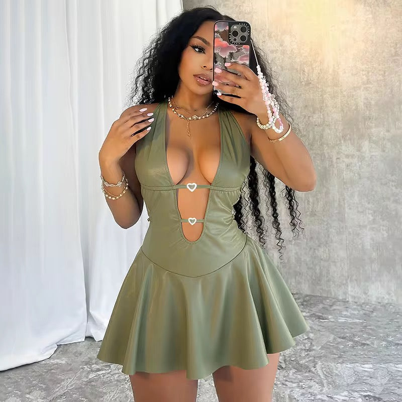 Georgia Mini Olive Dress